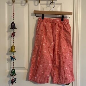 The Black Dog Pink Anchor Pajama Lounge Capri Cropped Drawstring Pants XS